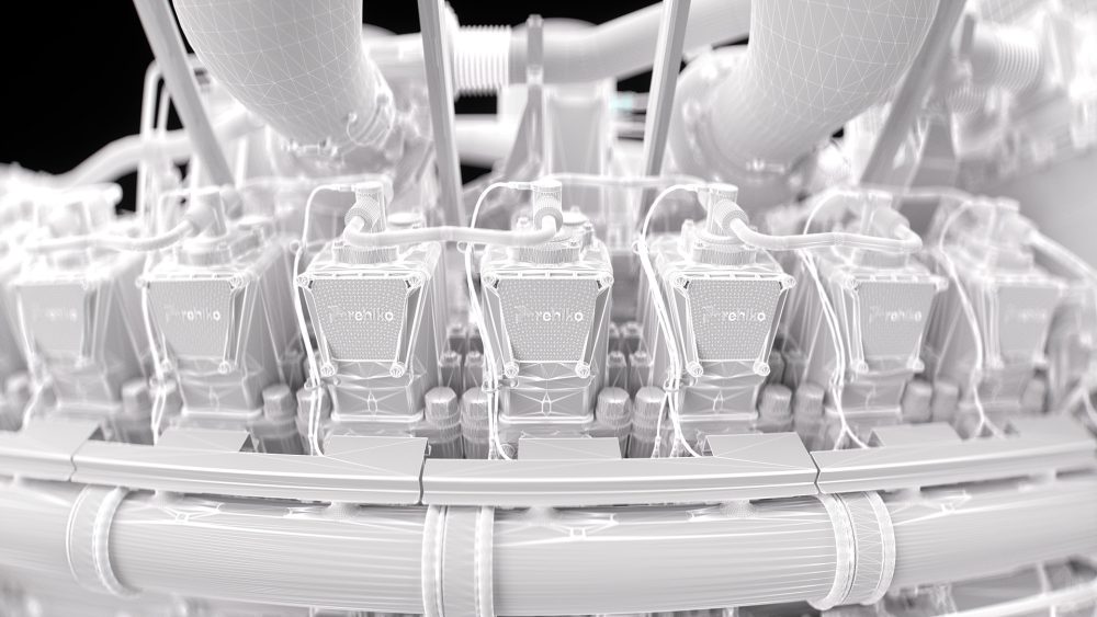 3D wireframe of a Rehlko engine
